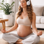 mujer embarazada meditando en calma