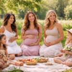 mujeres y niños en picnic al aire libre
